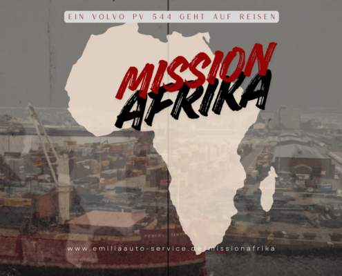 Startbild – Abreise, der Volvo PV544 geht auf große Fahrt